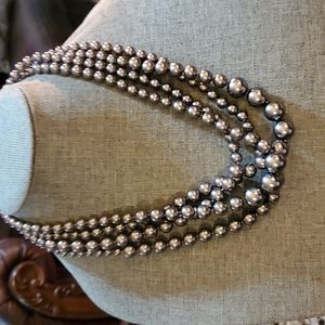 Ladies 18inch Gray 5 layers of Faux Pearls signed